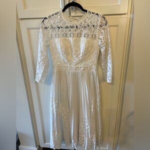 Lilly Pulitzer Aiden midi white lace dress with 3/4 sleeves